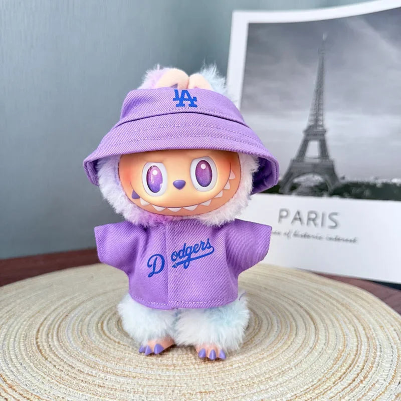 The first, second and third generations of Labubu clothes pendant Labubu sitting baby clothes LA baseball suit trend
