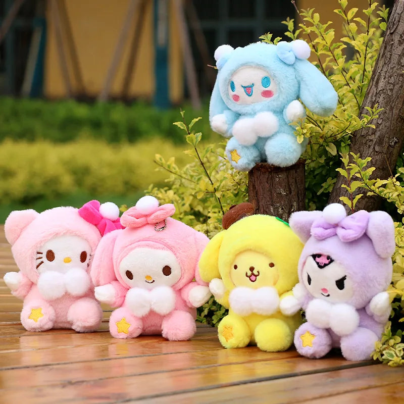 14Cm Plushies Sanrio Keychain Accessories Hello Kitty Plush Toys My Melody Kuromi Keyring Cinnamoroll Backpack Pendant