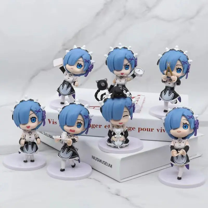 Anime Rem  Re:Life In A Different World From Zero kawaii girl Pajamas Figure  Rem Chair PVC Collection Model Toys