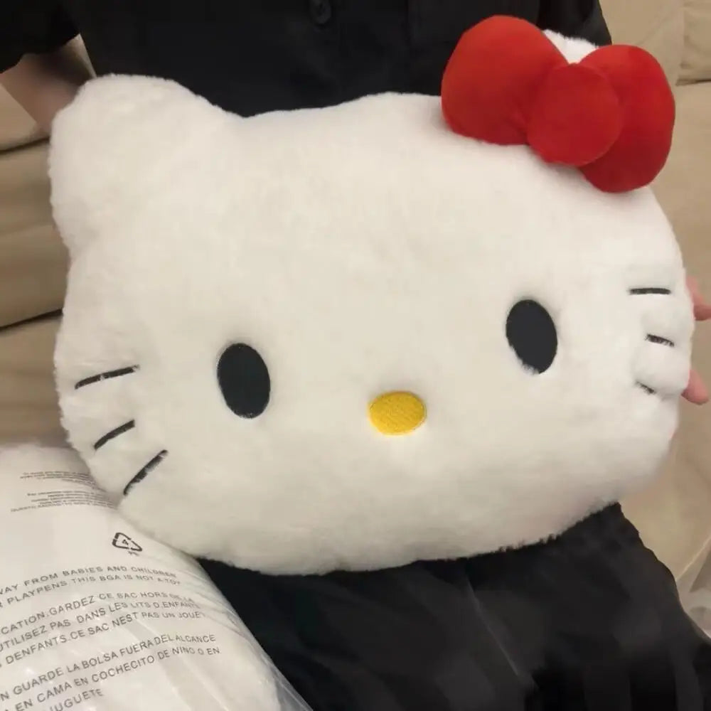Sanrio Cartoon Hello Kitty Stuffed Bolster Kawaii Kitty Cat Big Head Sofa Bedside Cushion Supple Stuffed Doll Nap Pillow Gifts