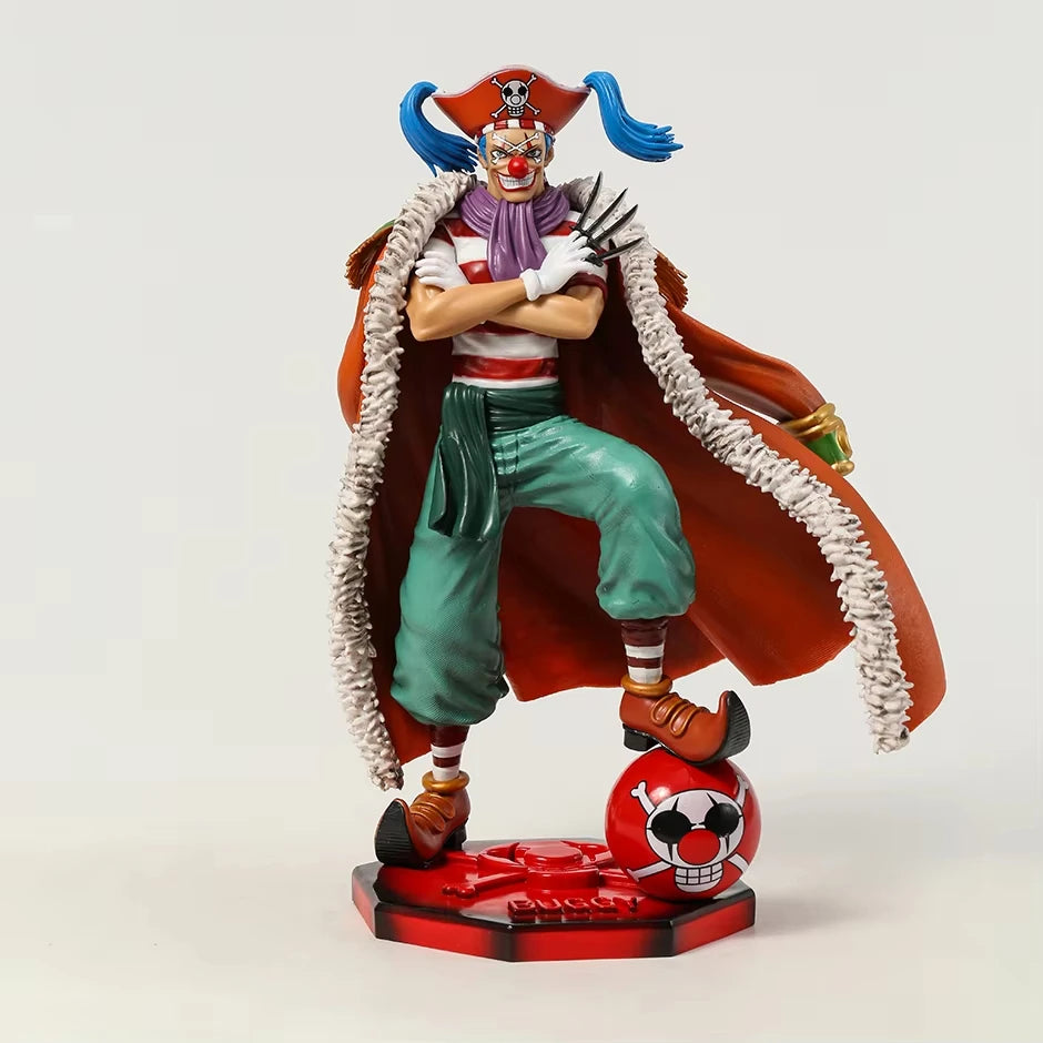 One Piece Clown Buggy Anime Figure Four Emperors Figures 26cm PVC Statue Model Collection Desktop Ornament Children Toys Gifts