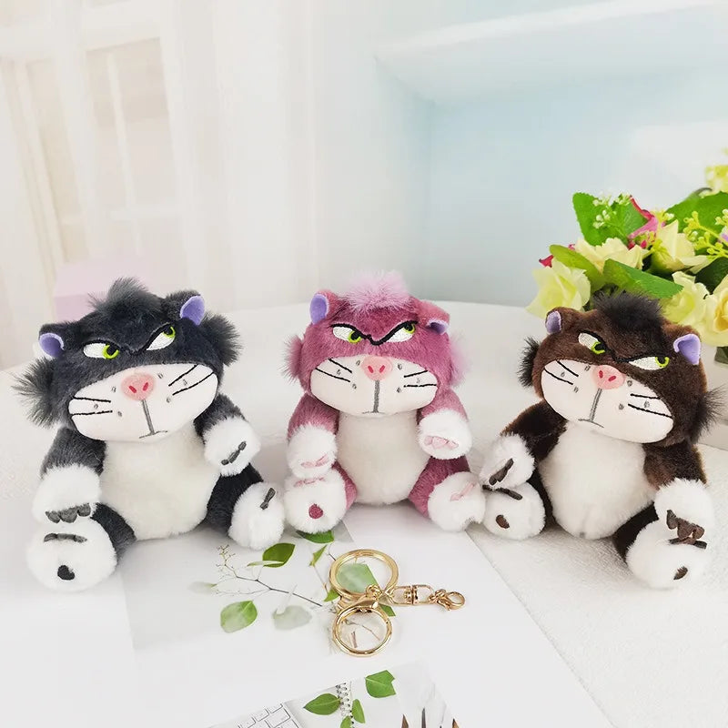12cm Disney Lucifer Plush Keychain Doll Kawaii Lucifer Bag Pendant Plush Stuffed Toy Cat Backpack Key Ring Kids Birthday Gift