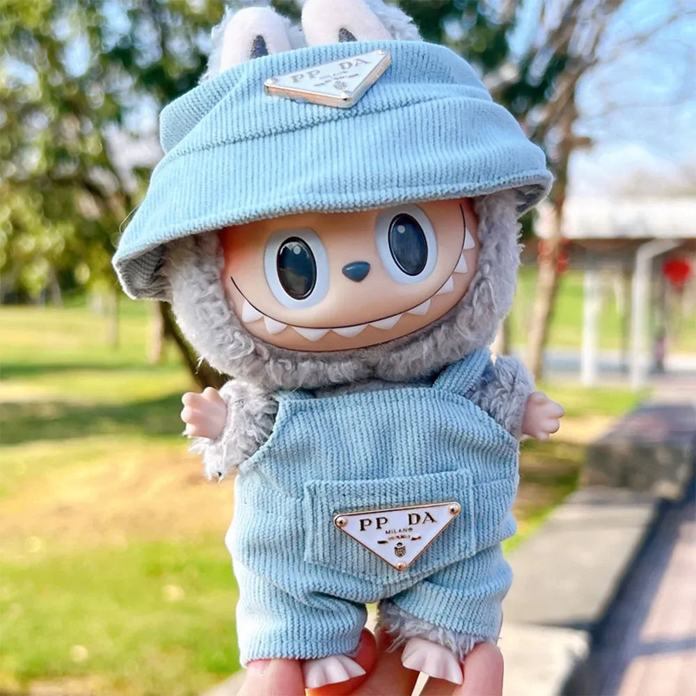 Labubu Corduroy Mini Doll Clothing Set Toys Cute Hats Clothes Shoes Vinyl Doll Accessories Training Sitting Party Games Toys (No Doll)