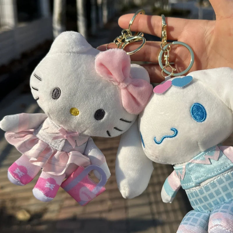 Sanrio Yugui Dog Kulomi Plush Toy Keychain Pendant Cartoon Cute Hello Kitty Plush Toy Bag Pendant Gift for Girlfriend Birthday