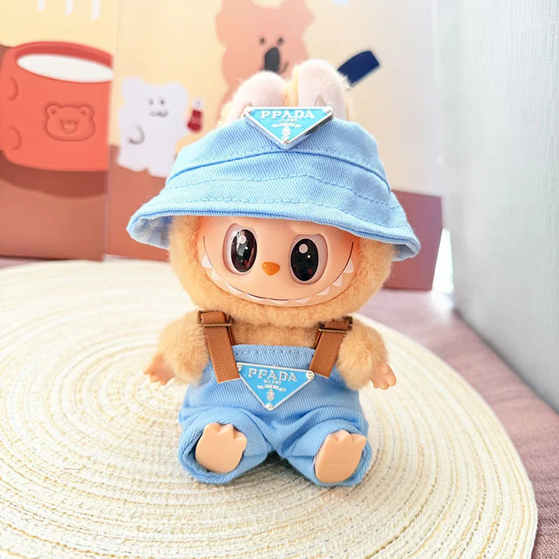 [Baby clothes only] first- and second-generation labubu cloth vinyl blind box pendant baby clothes brown and pink GG set