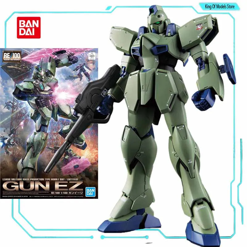 Bandai Original MODEL KIT GUNDAM RE 1/100 ALL  JAGD DOGA  ZAKU Anime Action Figure Assembly Model Toys  Model Gifts for Boys