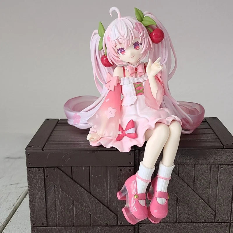 Sakura Miku Anime Toy Cute Hatsune Miku Pretty Girl Sitting Style Figurine Model Collection Toy Gifts