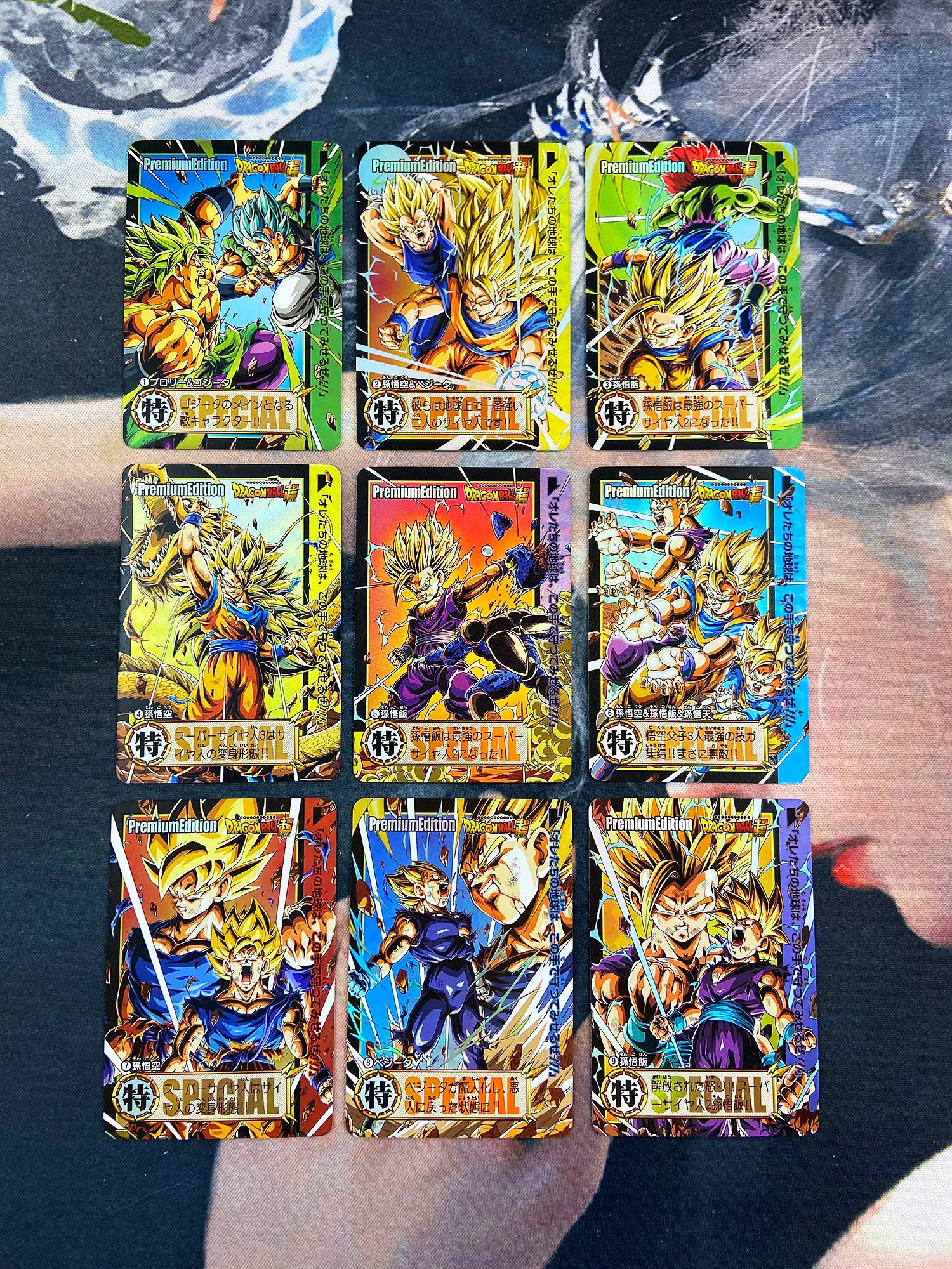 9Pcs/set Dragon Ball Super Son Goku Kakarotto DIY Homemade Bronzing Anime Collection Flash Card Christmas Birthday Gift Toys