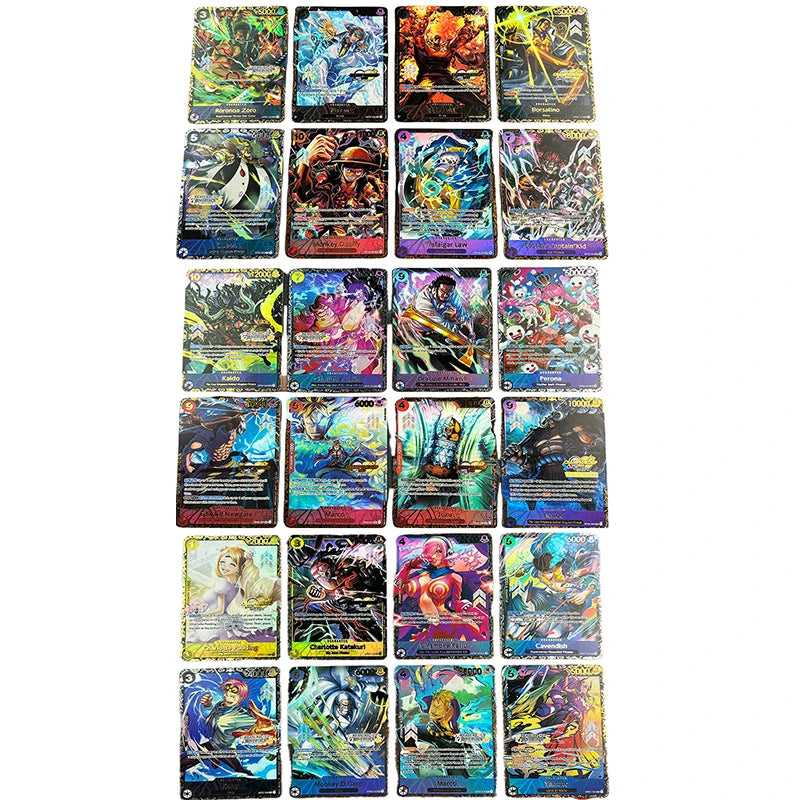 24pcs/set One Piece OPCG Replica Japanese English Version Race Card Luffy Law Mihawk Kaido Kid Zoro Game Anime Collection Cards
