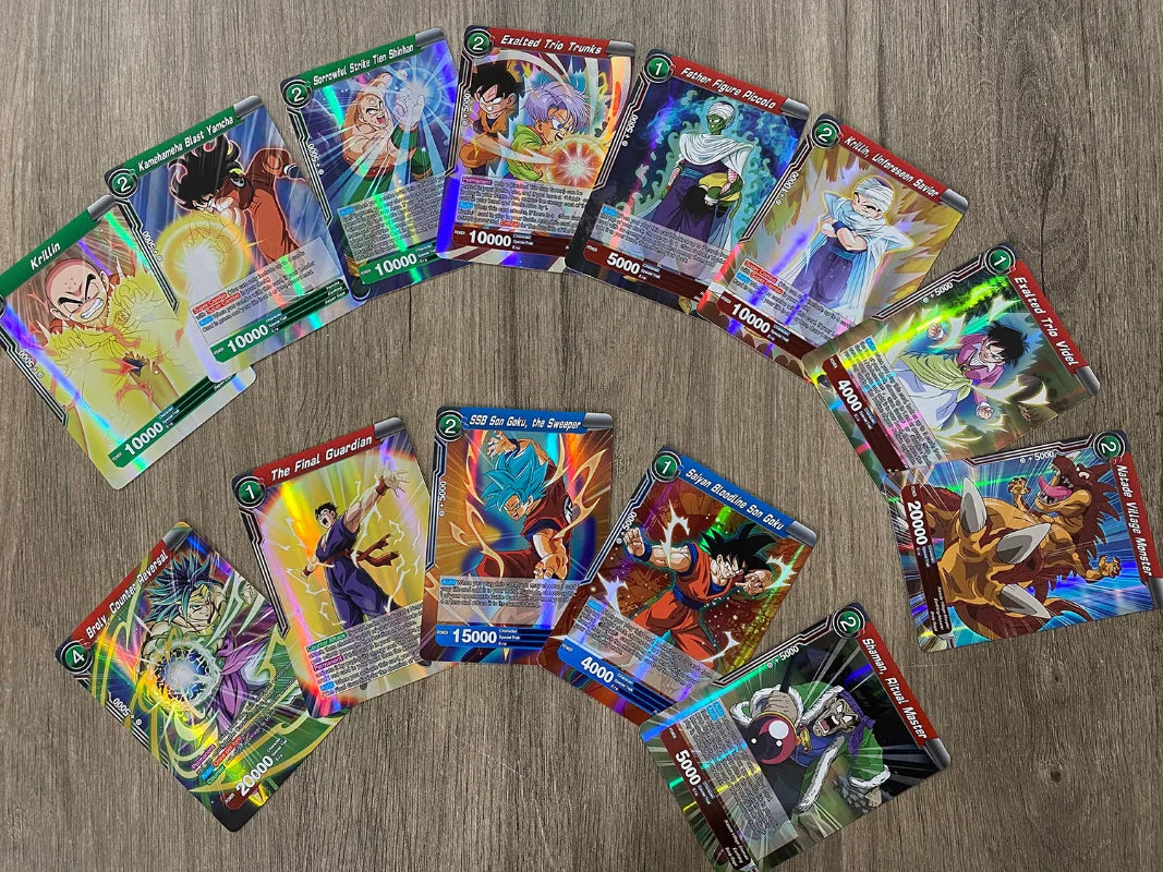 New 50pcs English Dragon Ball Z GT super card Goku Vegeta Frieza does not repeat high combat power game battle collection card