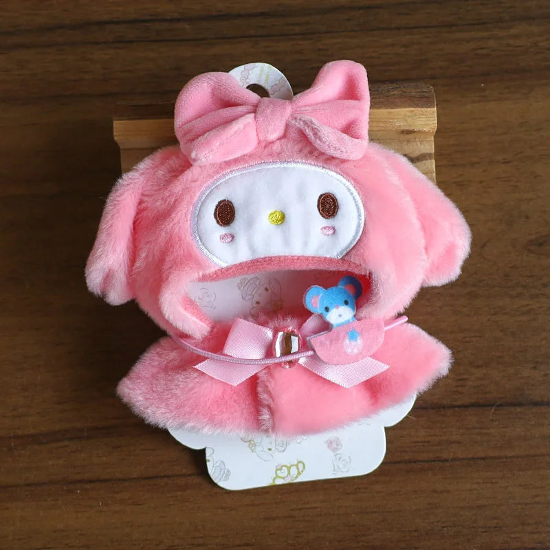 Hot Sanrio Labubu Cape Set Cute Sitting Party KT Melody Kuromi Clothes Monster Vinyl Doll Clothing Christmas Gift Toys