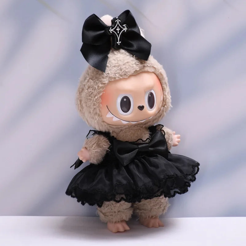 Labubu Clothes Fashion Gothic Style Skirt Labubu Doll Clothes Pendant Little Devil Strap Skirt 15/17cm Plush Doll Universal (No Doll)