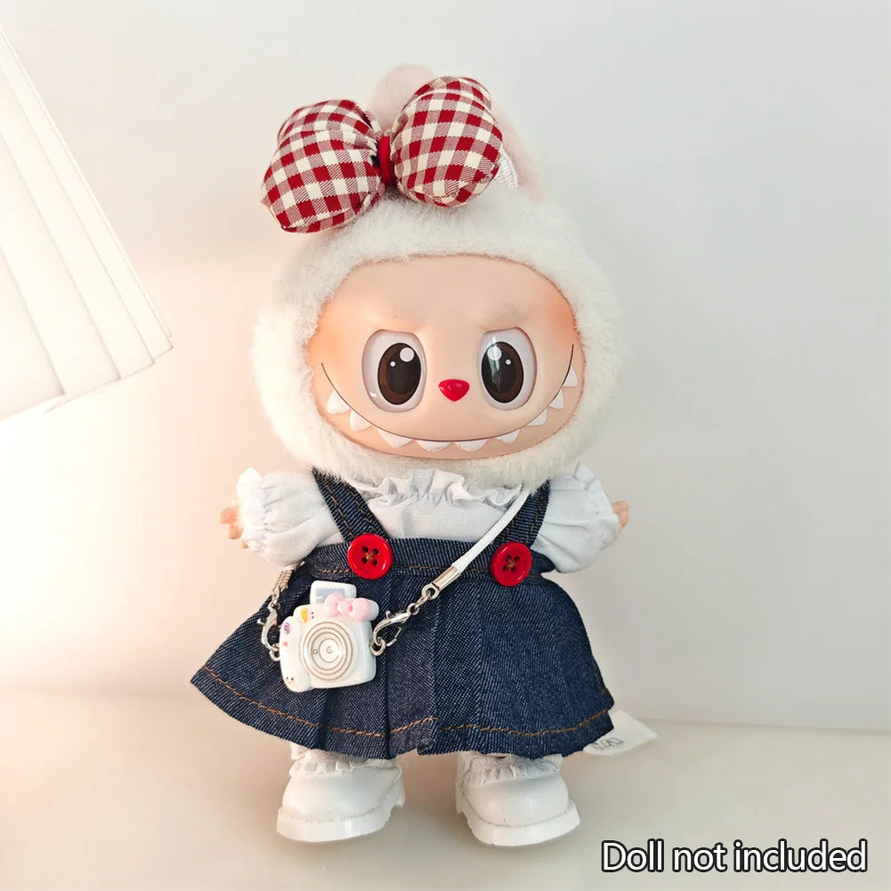 Mini Doll'S Clothes Outfit Accessories For Korea Kpop Exo 15-17cm Labubu V1 V2 Baseball jersey pants shoes camera Clothing Gift