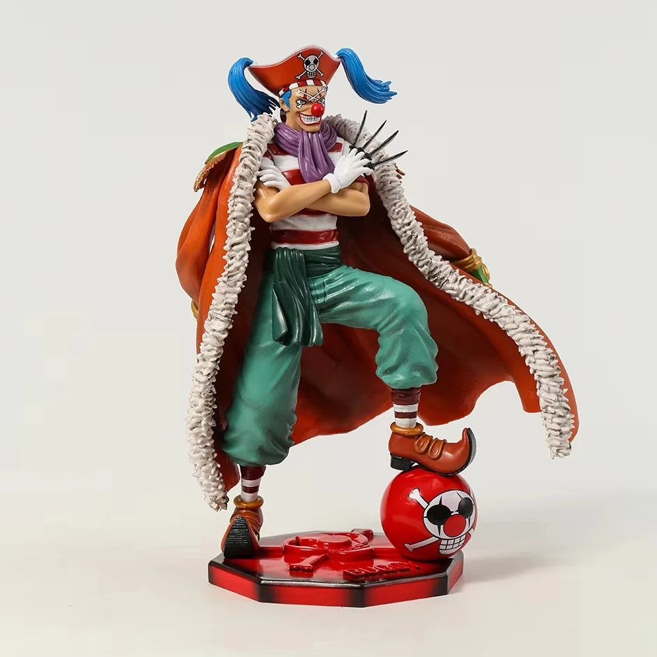 One Piece Clown Buggy Anime Figure Four Emperors Figures 26cm PVC Statue Model Collection Desktop Ornament Children Toys Gifts