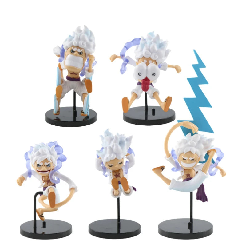 5pcs/set Anime One Piece Figure Q Version GEAR5 Sun God Nika Luffy Action Figures PVC Model Toys Statue Collection Kids Gifts
