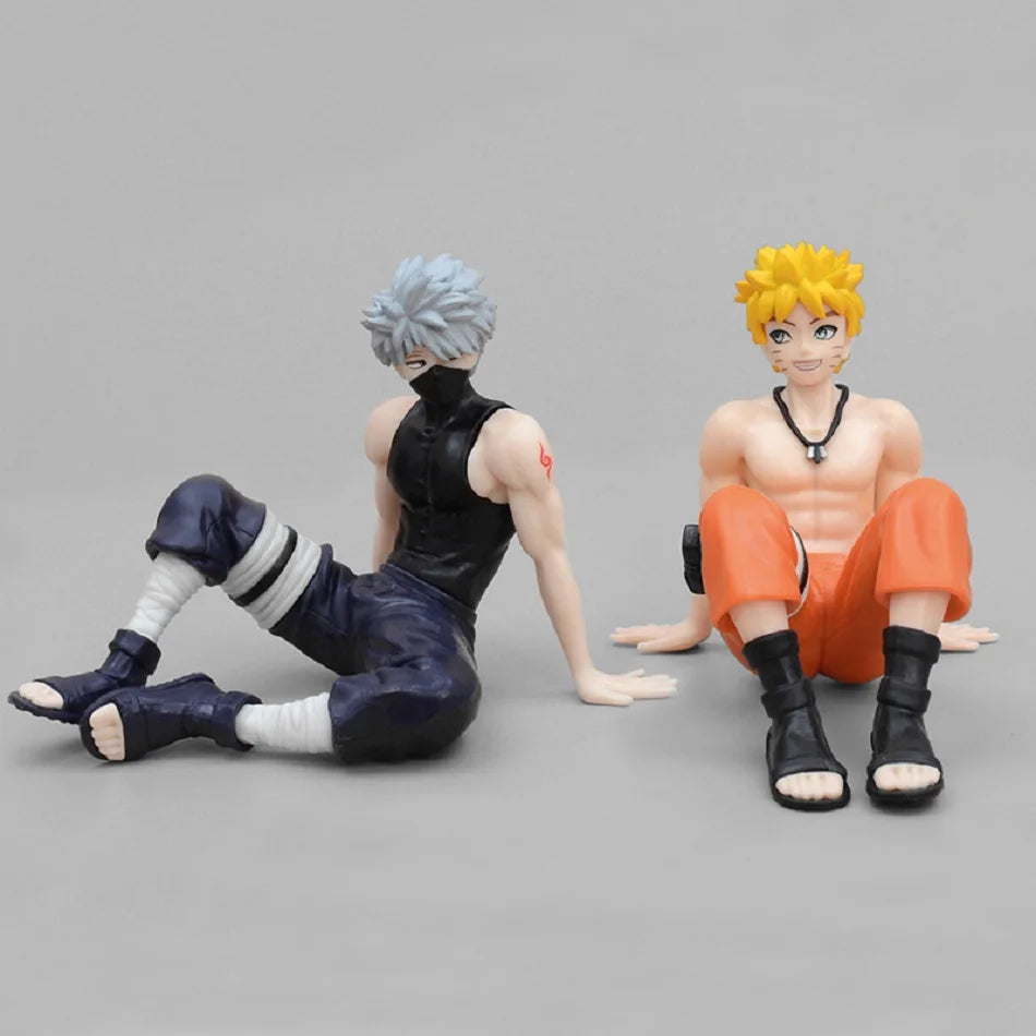 2pcs Anime Naruto Shippuuden Hatake Kakashi Uzumaki Naruto Figure Tenohira Sitting Model Toy Gift Collection Action Figure PVC