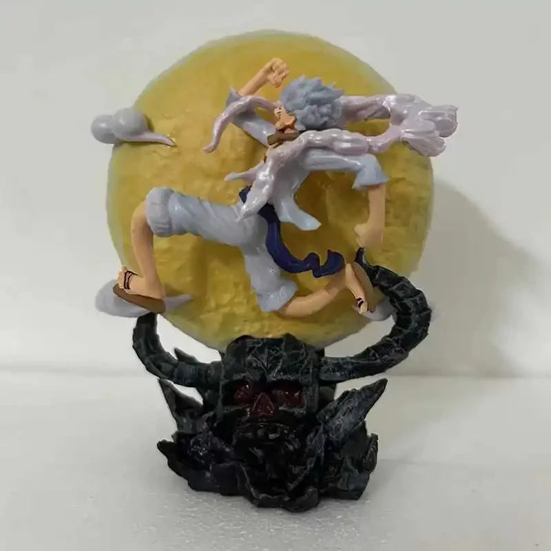 14cm One Piece Figure Gk Wh Liberation Warrior 5th Level Nika Luffy Luminous Moon Racing Nika Handmade Model Ornament Toy Gifts luffy statue