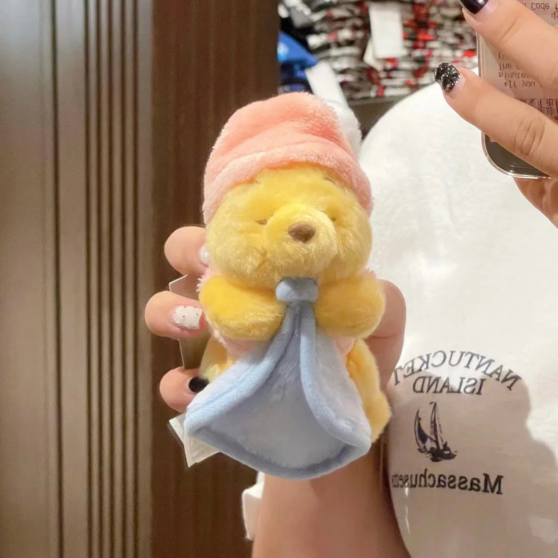 15CM Winnie The Pooh Plush Doll Kawaii Pooh Bear Plush Doll Keychain Girls Bag Accessories Plush Doll Ornaments Birthday Gifts