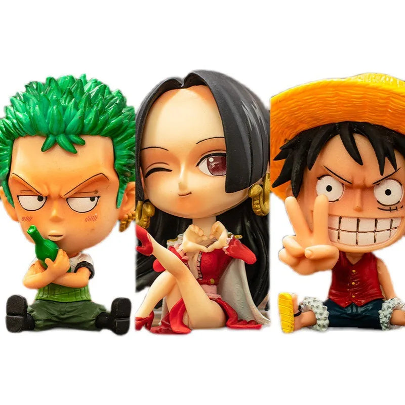 9CM Q Luffy Zoro Nami Anime One Piece Peripheral Sanji Robin Boa Hancock Ace Action Figure Toys Collection PVC Model Doll Gifts