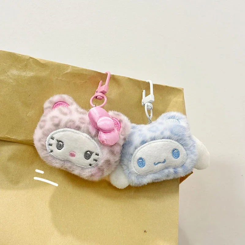 Sanrio Hello Kitty Cinnamoroll Plush Doll Keychain Anime Backpack Pendant Decoration Cute Cartoon Plush Toy Girls Birthday Gifts
