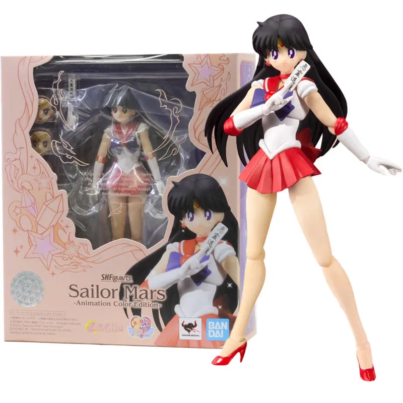 Bandai Figure Sailor Moon Anime SHF Sailor Chibi Moon Venus Animation Color Collection Model Aciton Figure Kids Toys