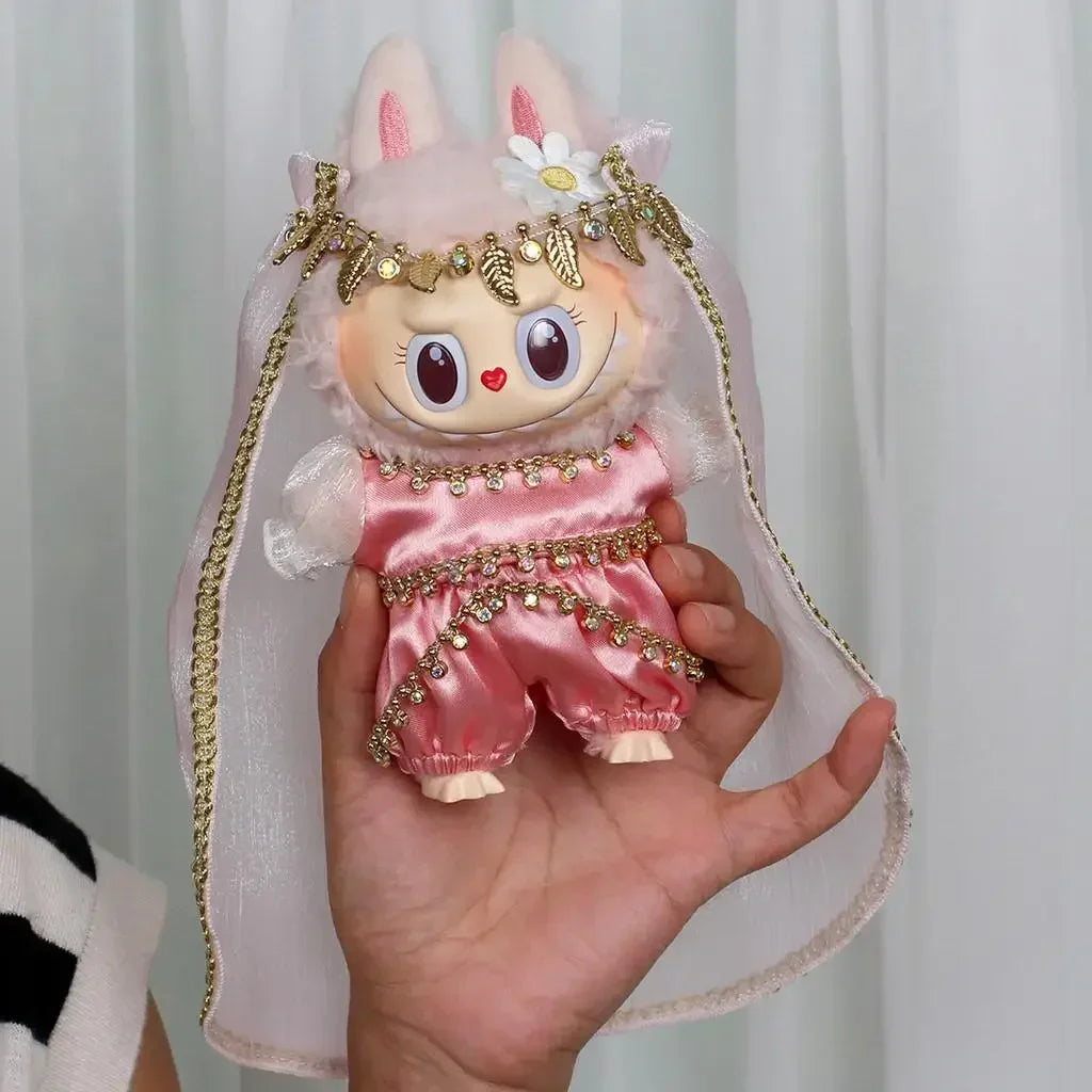 17cm Mini Plush Doll'S Clothes Outfit Accessories For Korea Kpop Exo Labubu Idol Flower shirt leather jacket skirt Clothing Gift
