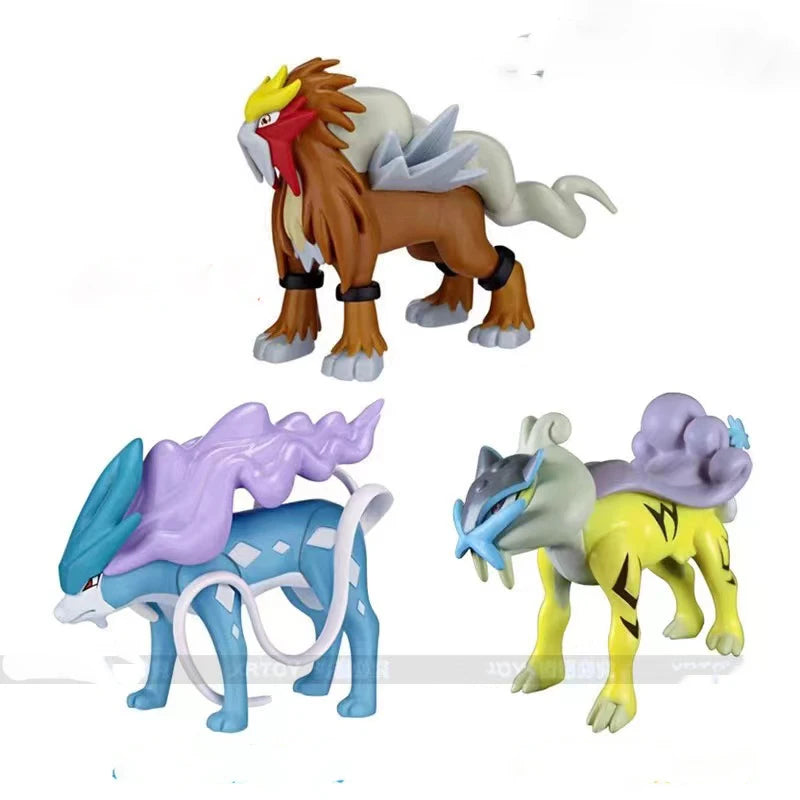 3 Style Pokemon Figures Three Sacred Suicune Entei Raikou Action Pvc Model Toy Anime Figure Toys for Kids