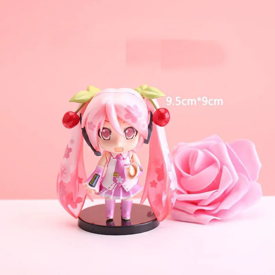 Hatsune Miku Figure Mini Character Ornaments Kawai Pink Green Hatsune Home desk Decoration