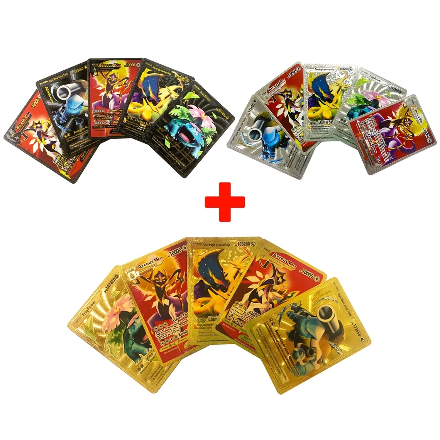Pokemon Card English Spanish French German Gold Colorful Vmax GX EX V Cards Pikachu Charizard Rare Collection Battle Gifts Toys