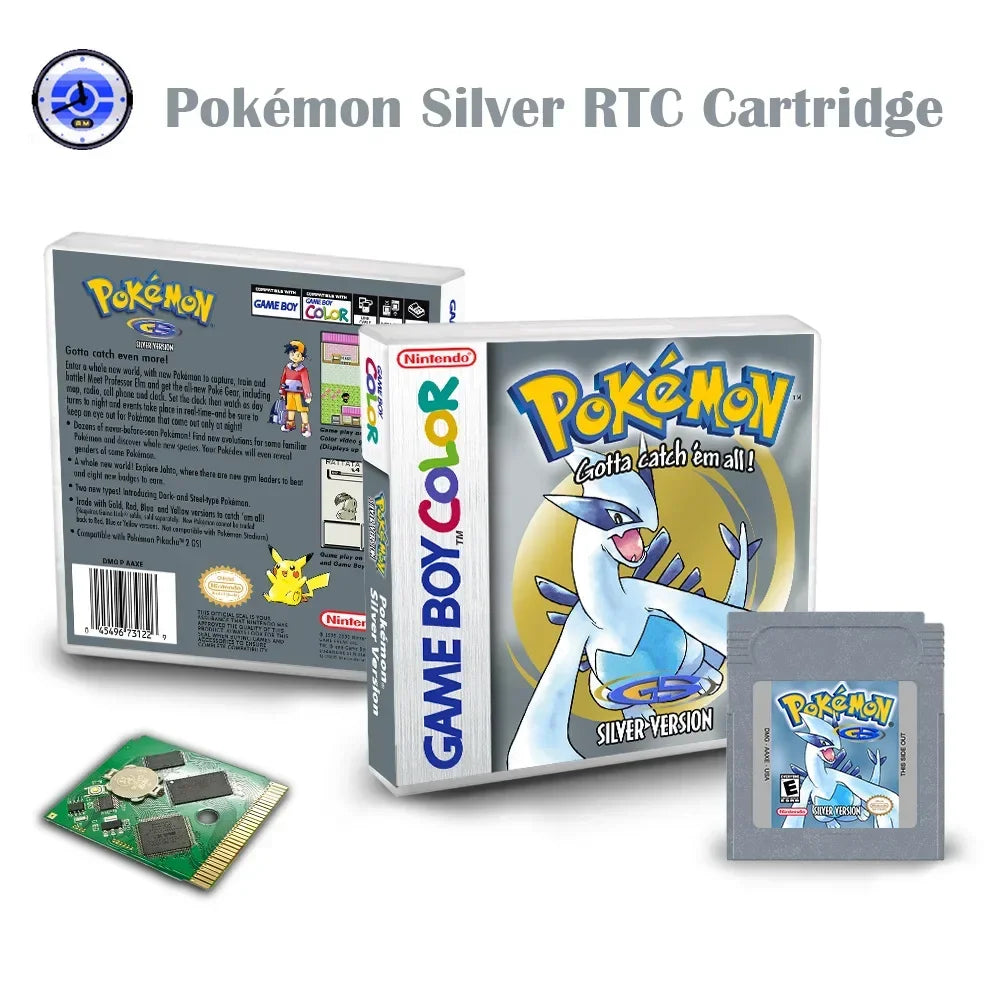 GBC Game Card RTC Boxed US Version English Pokémon GB Pokémon Red, Yellow, Blue, Green, Gold and Silver Game Card