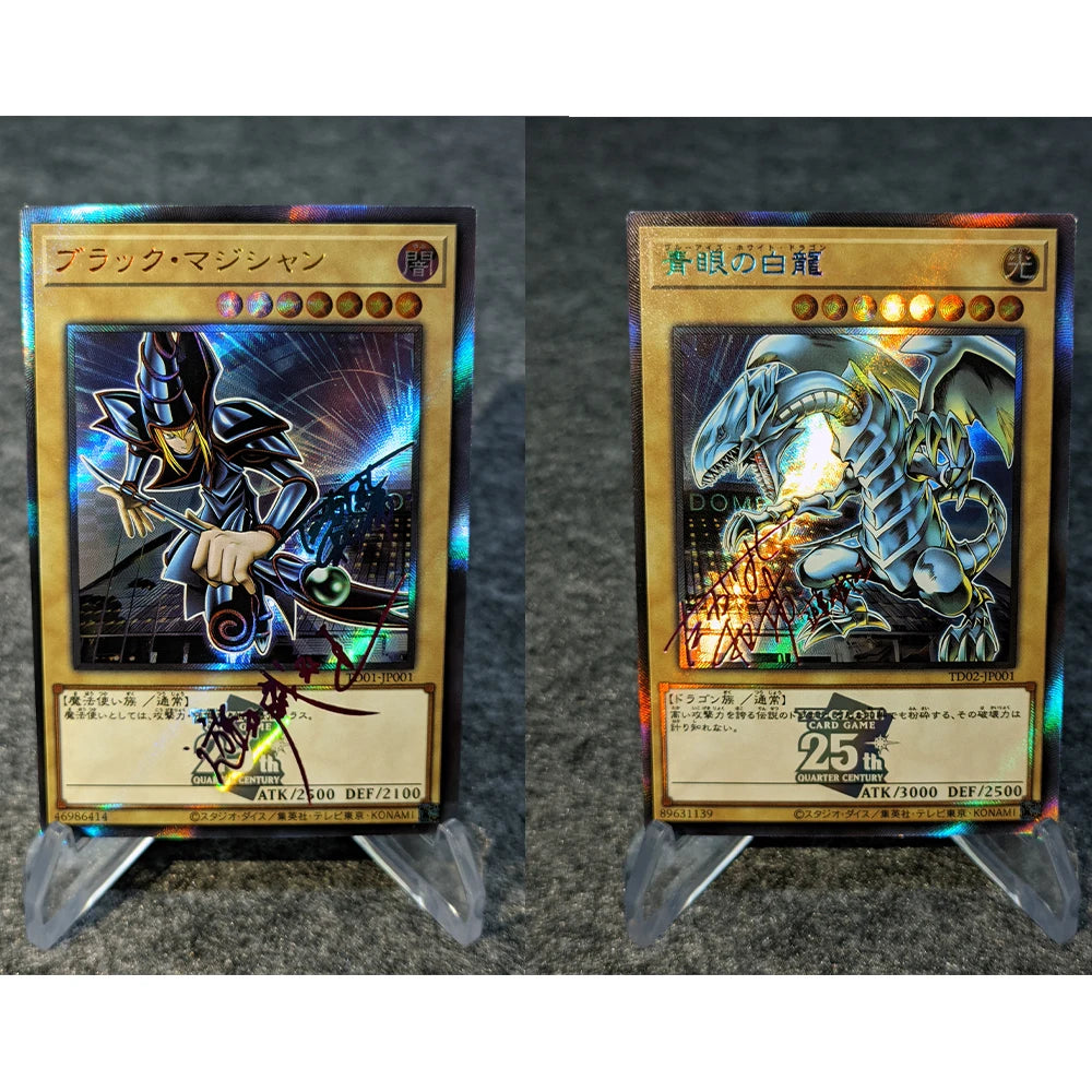 2Pcs/set Yu Gi Oh! Red Eyes Black Dragon Blue Eyes White Dragon Card Collection Signature Card Refractive Color Flash Bronzing