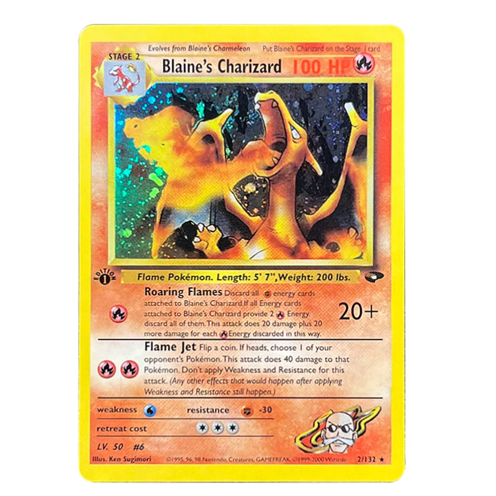 PKM Cards 1996 Years 1st Gym Set English Cards PTCG Charizard Blastoise Venusaur Game Anime Collection Cards Gift Toy Proxy Card