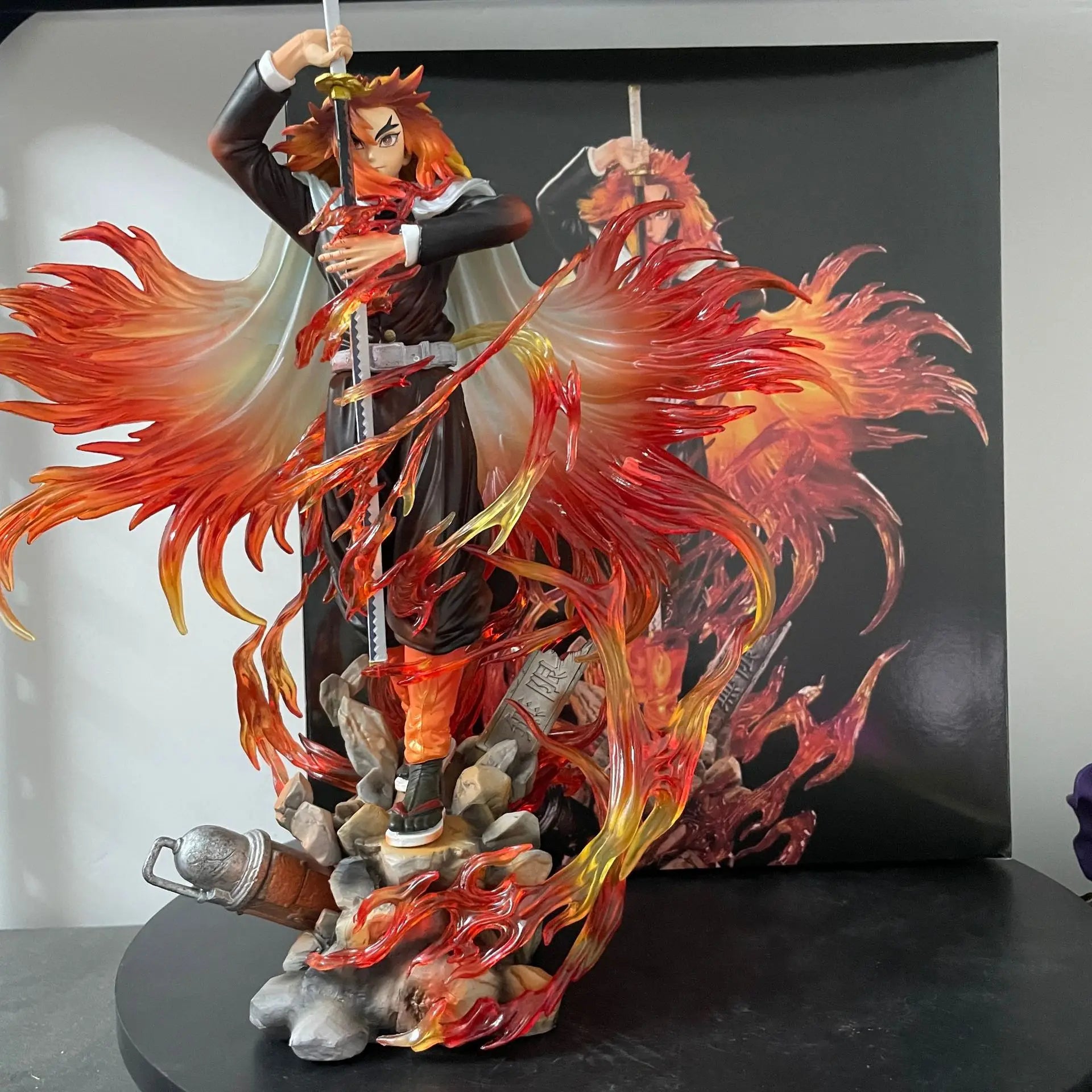 Demon Slayer Rengoku Kyoujurou Figure - 30cm Gk Anime Statue Model Doll for Collection Room Decoration Desk Toy Gift