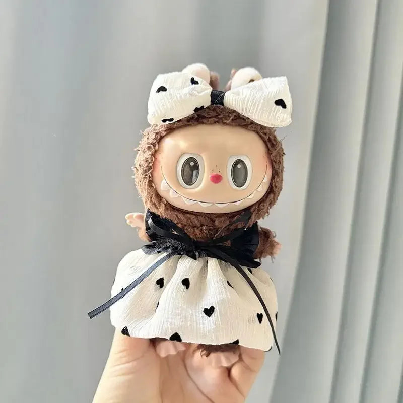 17cm Mini Plush Doll'S Clothes Outfit Accessories For Korea Kpop Exo Labubu Idol V1 V2 Strap skirt set Clothing Gift (No Doll)
