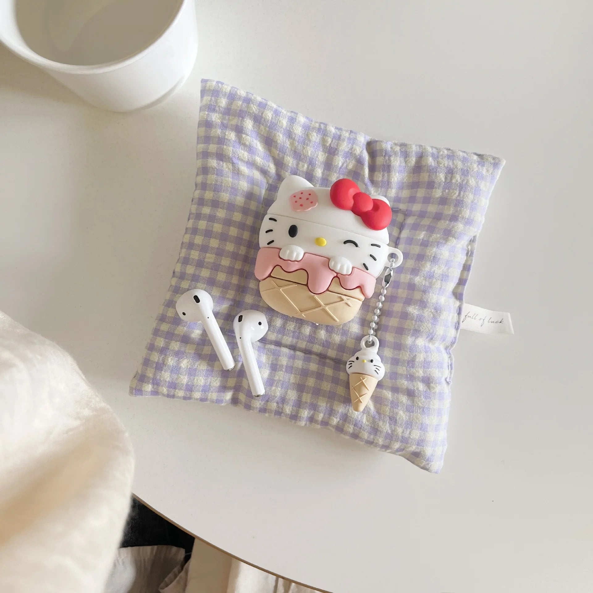 For Airpods Pro 2 Case,Hello Kitty Ice Cream Style For Airpods 3 Case,Soft Silicone Earphone Cover For Airpods Pro Case For Kids