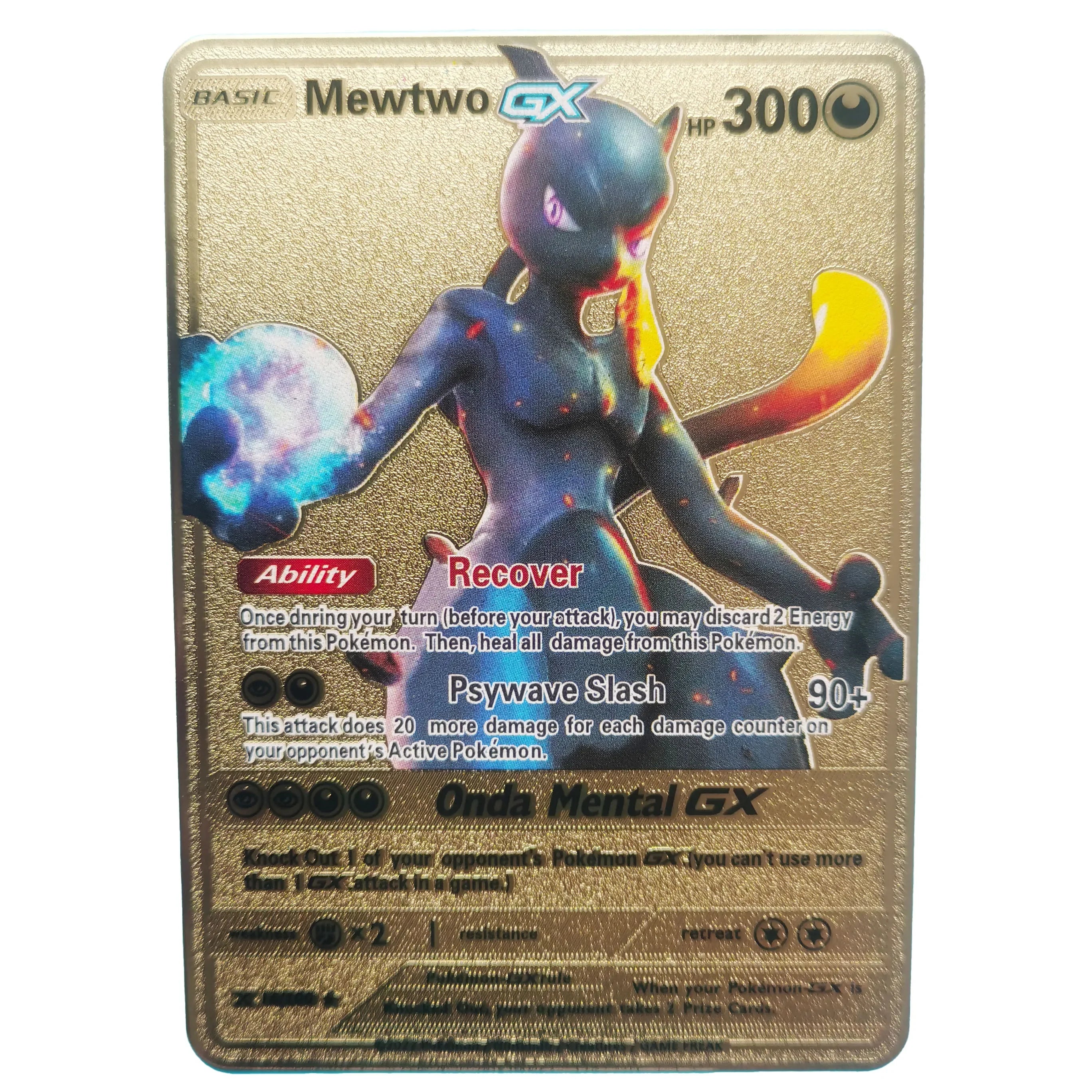 2024 Pokemon English Metal Card Anime Pikachu Charizard Mewtwo Blastoise Vmax Shiny Letters Game Collection Card Kids Toy Gifts