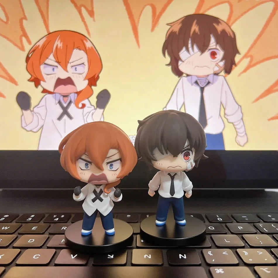 Bungou Stray Dogs Mini Figures – Dazai Osamu & Nakahara Chuuya 7cm | Cute Chibi PVC Model Collectible Anime Dolls