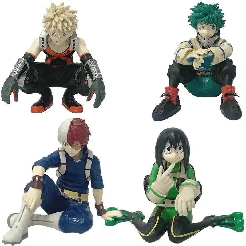 MHA Break Time Figures – Midoriya Izuku / Katsuki Bakugo / Ochaco Uraraka Sitting Pose PVC Anime Collectible Model Toy Gift
