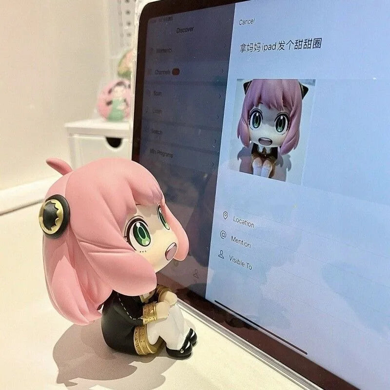 SPY x FAMILY Anya Forger Cute Sitting Anime Figure | 10cm Kawaii Q-Version PVC Collectible Tabletop Ornament Gift
