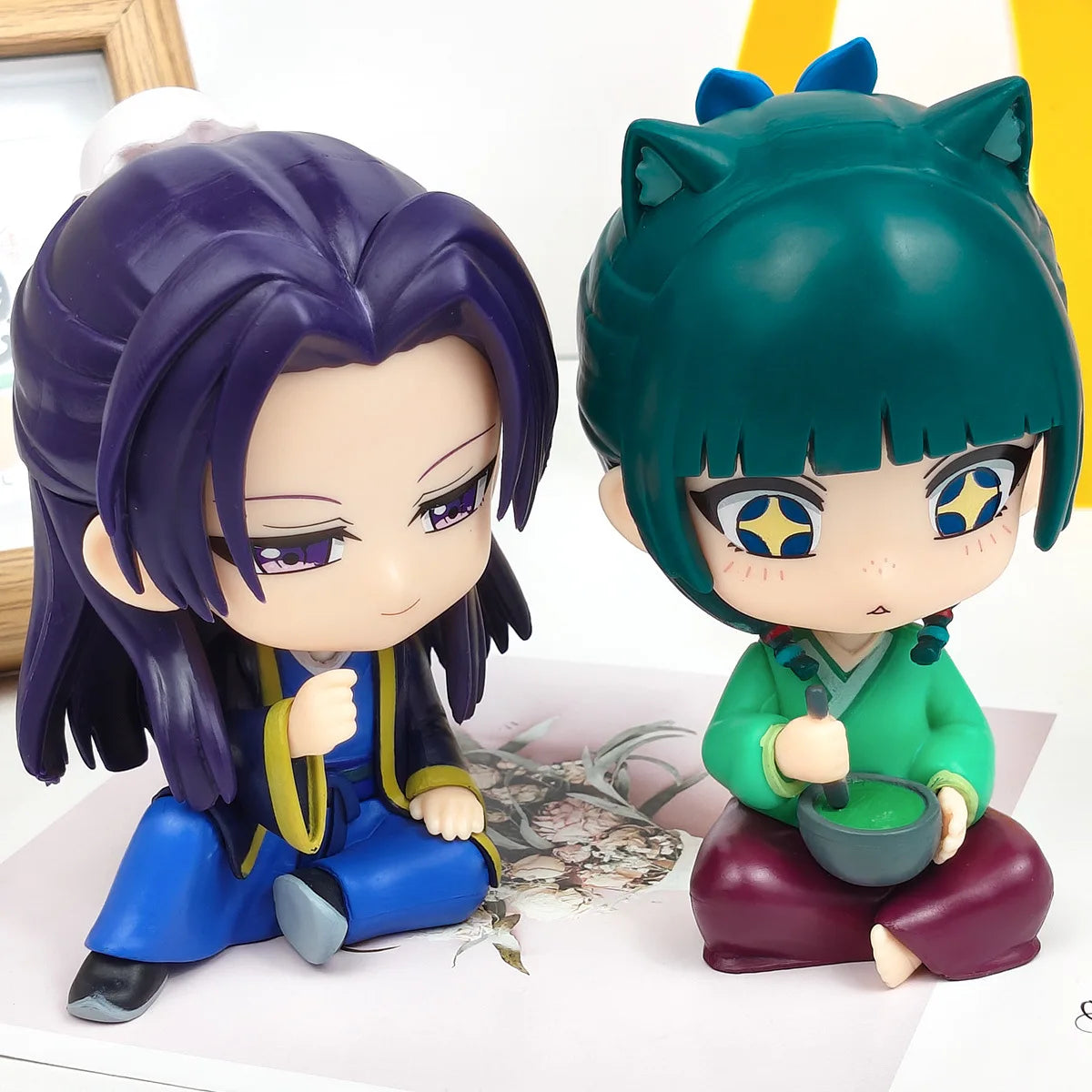 Maomao & Jinshi Sitting Figures – 11.5cm The Apothecary Diaries Anime Mini PVC Model Toys | Cute Home Decor Gift for Fans