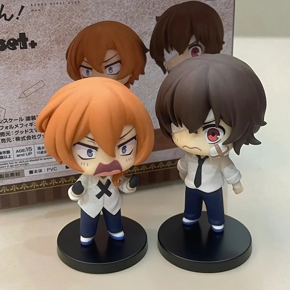 Bungou Stray Dogs Mini Figures – Dazai Osamu & Nakahara Chuuya 7cm | Cute Chibi PVC Model Collectible Anime Dolls