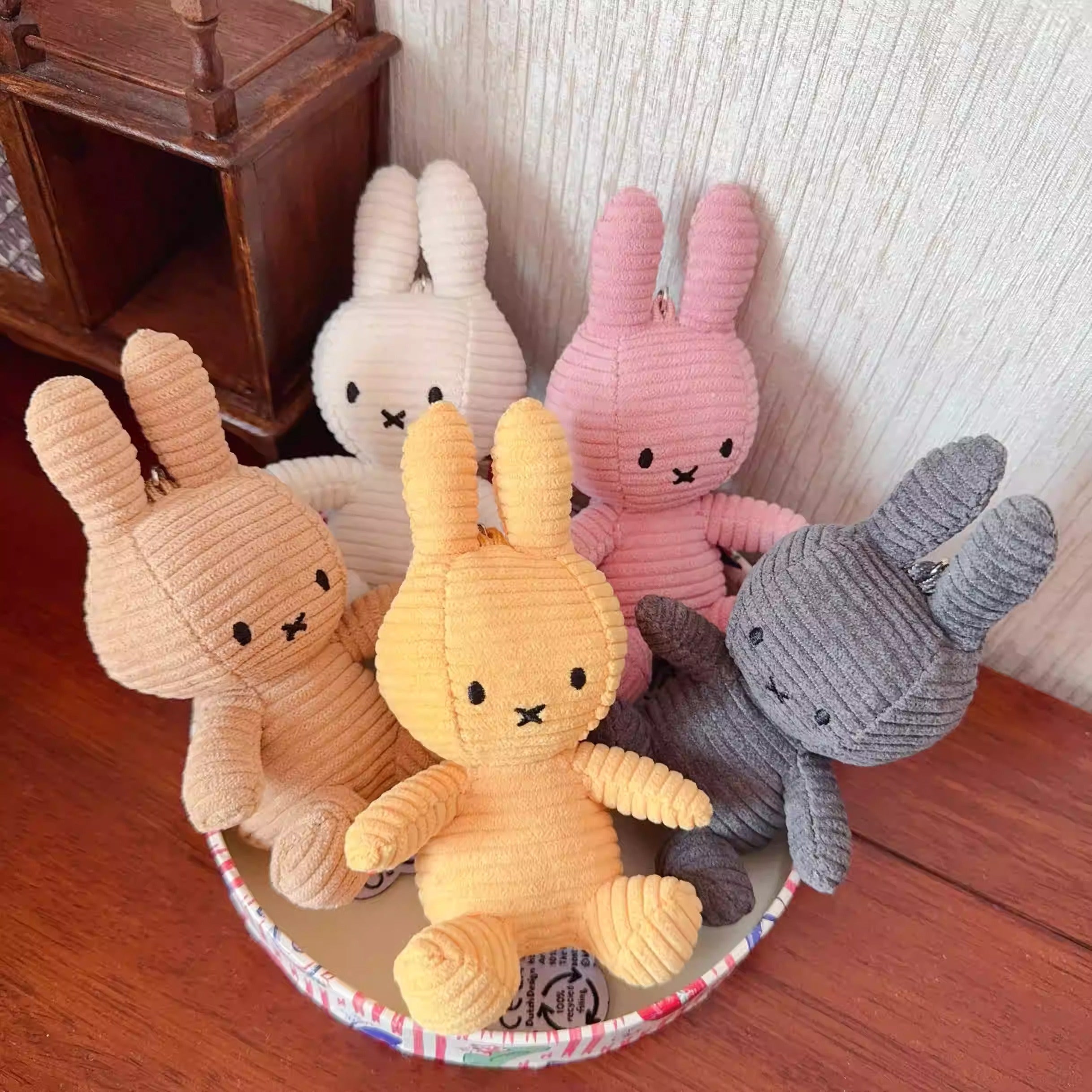 Exported to the Netherlands genuine Bontontoys corduroy fabric Mifei rabbit bunny pendant cute girl gift