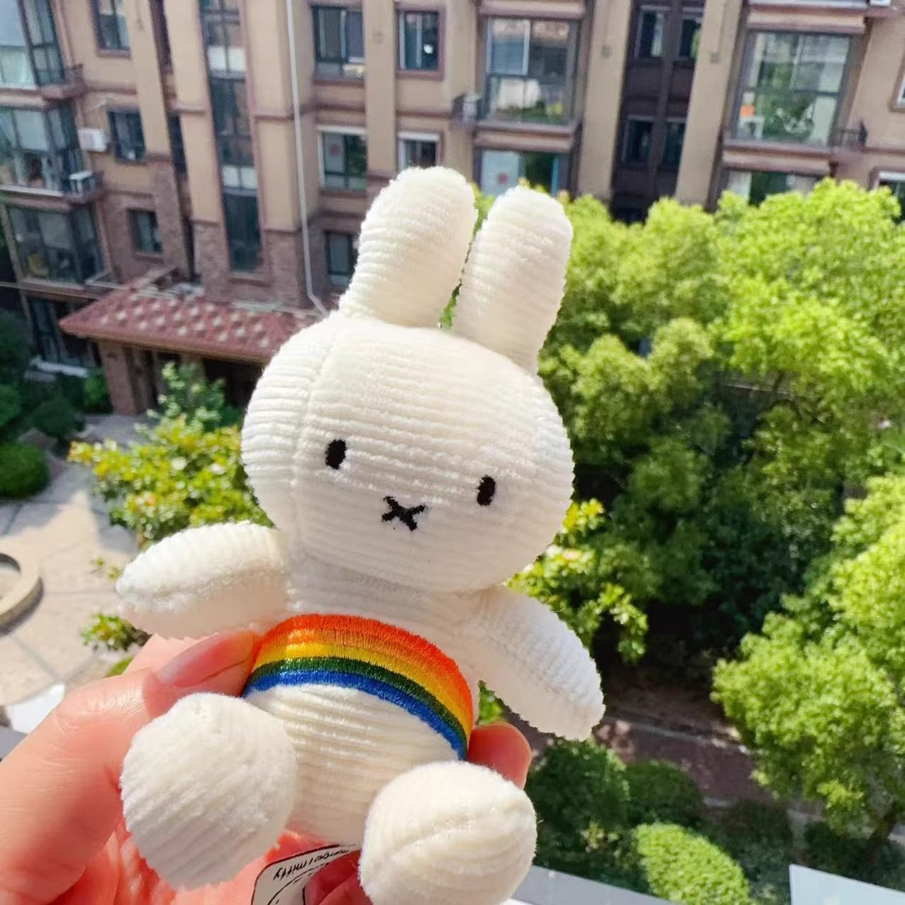 Exported to the Netherlands genuine Bontontoys corduroy fabric Mifei rabbit bunny pendant cute girl gift