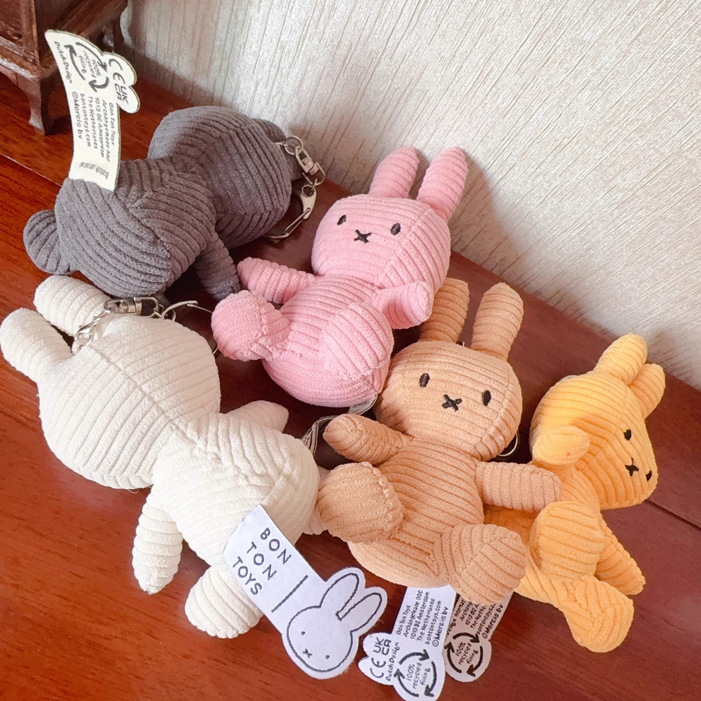 Exported to the Netherlands genuine Bontontoys corduroy fabric Mifei rabbit bunny pendant cute girl gift