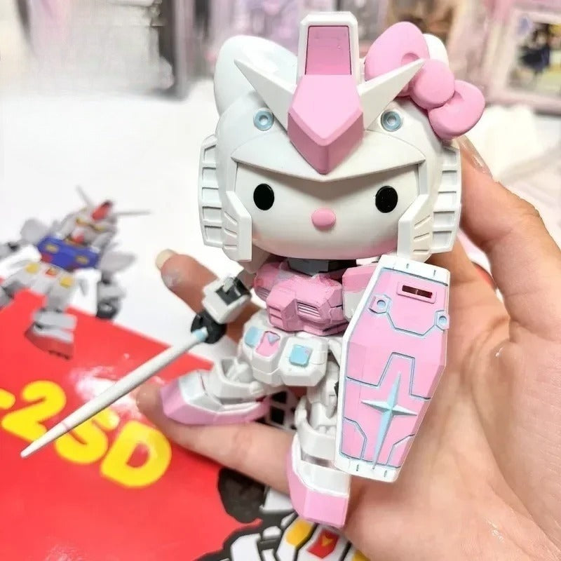 Gaogao Hello Kitty Rx-78-2sd Assembly Model  Anime Figures Statue Doll Collection Decorate Decor Kids Toys Gifts Doll