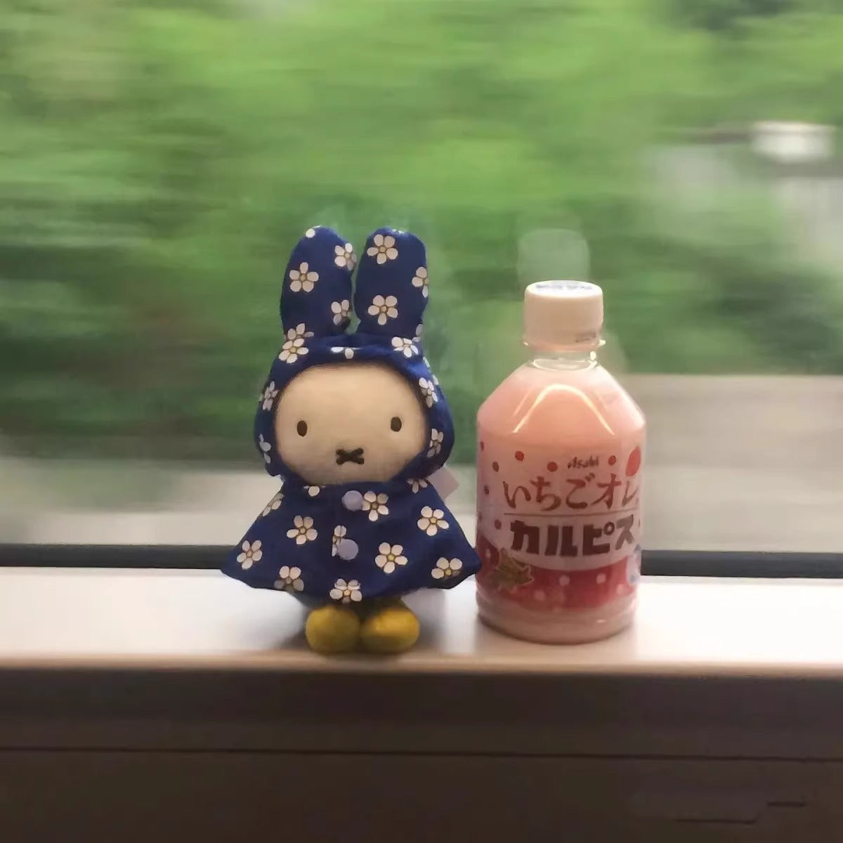Japanese cute miffy Miffy exhibition blue raincoat Miffy doll pendant surrounding pendant cute